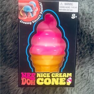Needoh Ice Cream Cone Squishy Toy - Pink NIB